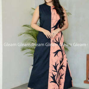 Peach Petal Bloom - Sleeveless Floral Batik Dress - Image 5