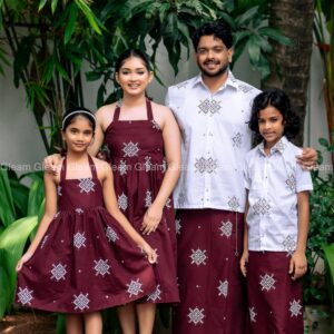 Maroon Heritage Kids Frock - Image 3