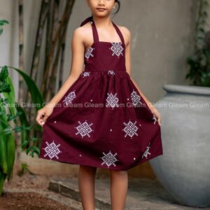 Maroon Heritage Kids Frock - Image 1