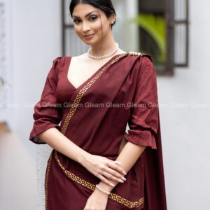 Maroon Festive Saree - Image 4