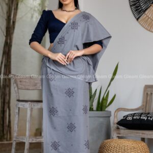 Ash Blue Grace Saree - Image 1