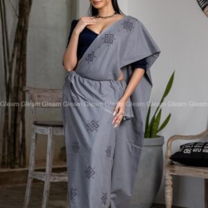 Ash Blue Grace Saree - Image 3