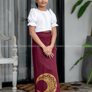 Royal Maroon Gold Kid Lungi Kit - Image 2