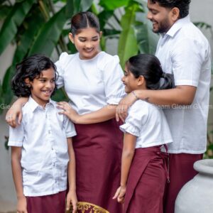 Royal Maroon Gold Kid Lungi Kit - Image 4