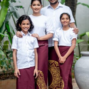 Royal Maroon Gold Kid Lungi Kit - Image 3