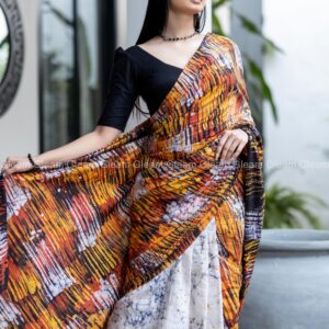 Sunset Harmony Batik Saree - Image 3