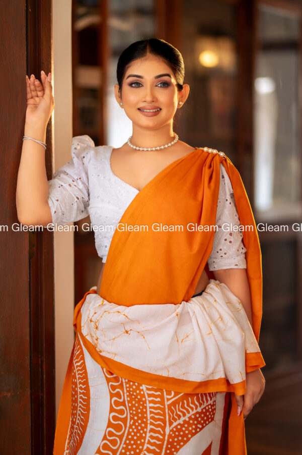 Golden Mustard Batik Saree