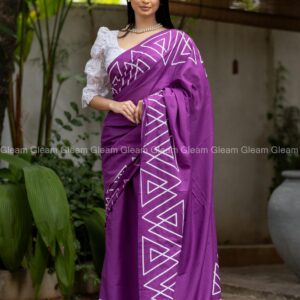 Lavender Grace Handprinted Saree - Image 2
