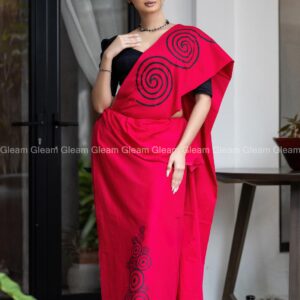 Magenta Noir Handprinted Saree - Image 3