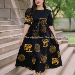 Golden Noir Batik Maxi Dress - Image 2