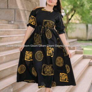 Golden Noir Batik Maxi Dress - Image 3