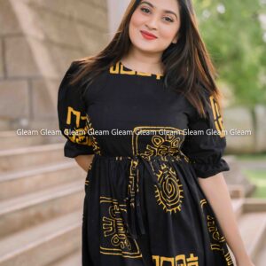 Golden Noir Batik Maxi Dress - Image 1
