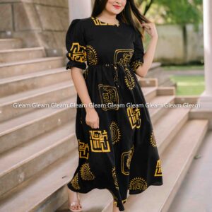 Golden Noir Batik Maxi Dress - Image 4