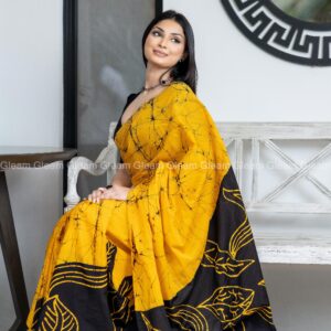 Golden Noir Batik Saree - Image 3
