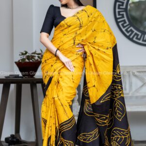 Golden Noir Batik Saree - Image 4