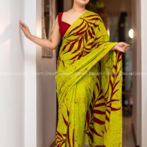 Emerald Maroon Charm Batik Saree - Image 1