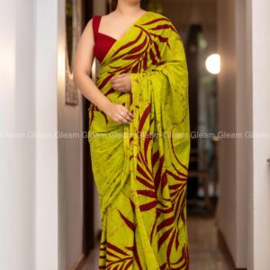 Emerald Maroon Charm Batik Saree - Image 2