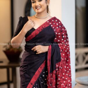 Crimson Elegance Batik Saree - Image 1