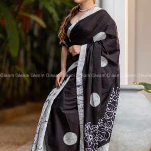Imperial Ink Batik Saree - Image 2