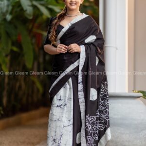 Imperial Ink Batik Saree - Image 3