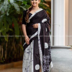Imperial Ink Batik Saree - Image 4
