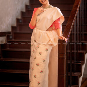 Blossom Elegance Embroidery Saree - Image 3