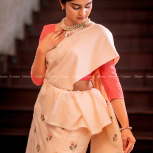 Blossom Elegance Embroidery Saree - Image 4